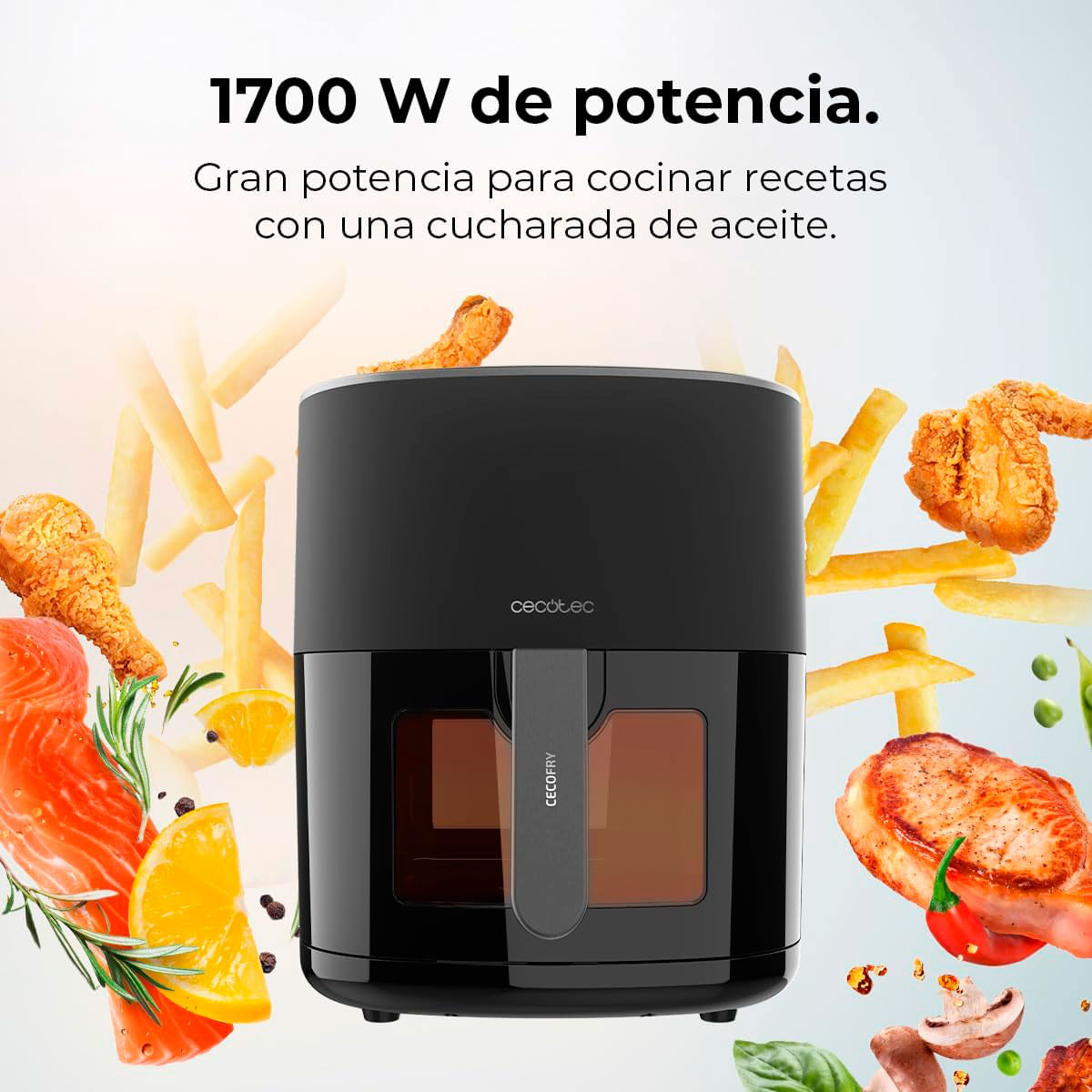 Freidora de aire Cecotec Cecofry Fantastik Window 6500 1700W 6,5L con ventana negro 2