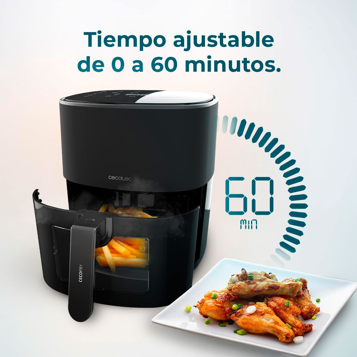 Freidora de aire Cecotec Cecofry Fantastik Window 6500 1700W 6,5L con ventana negro 4