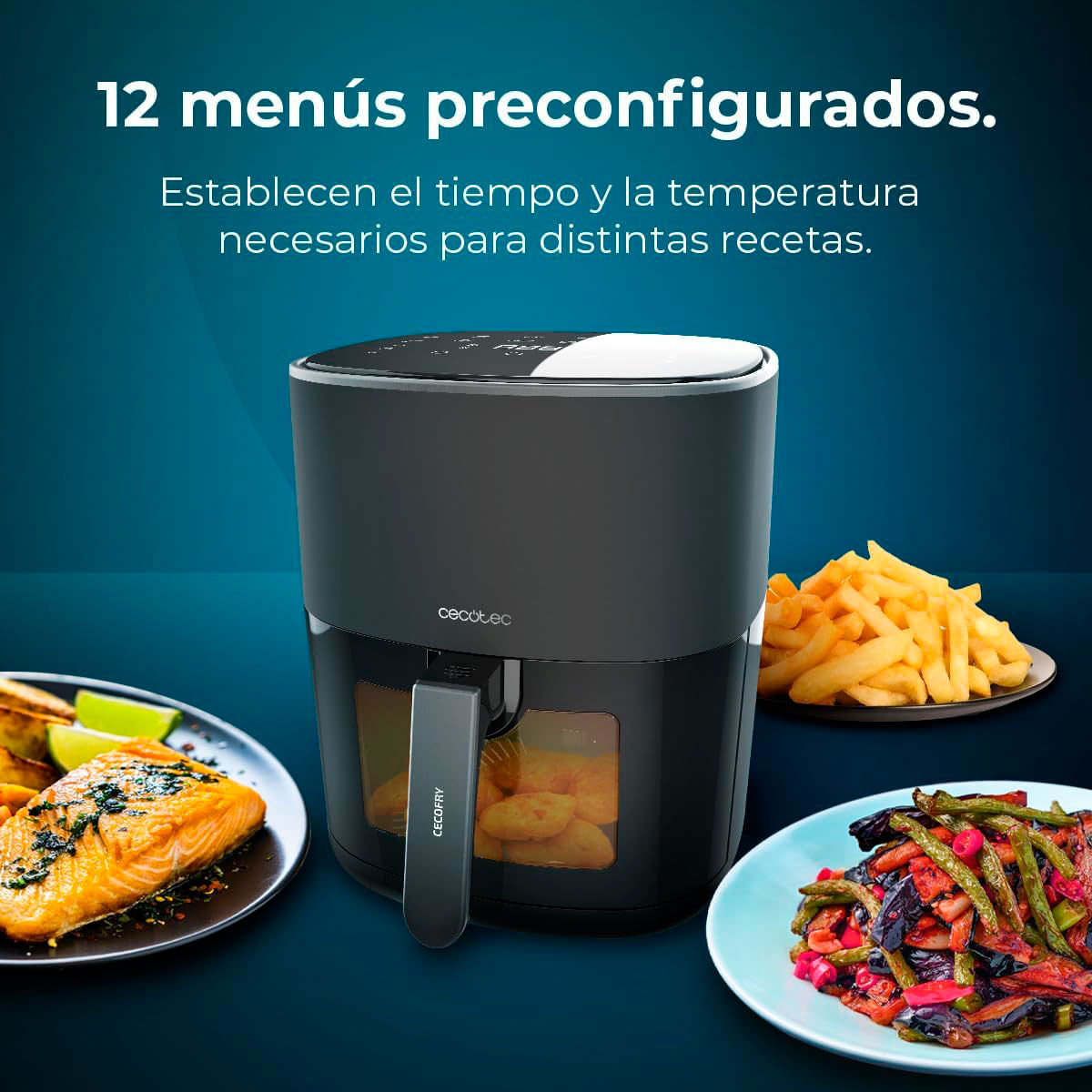 Freidora de aire Cecotec Cecofry Fantastik Window 6500 1700W 6,5L con ventana negro 6