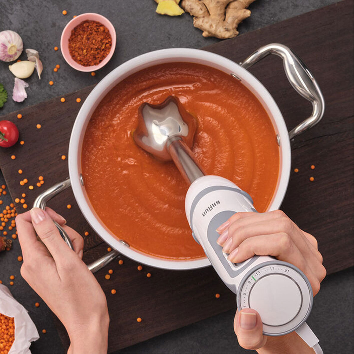 Batidora de mano Minipimer 5 Vario MQ 5235 WH Braun 1000W con accesorios blanco 5
