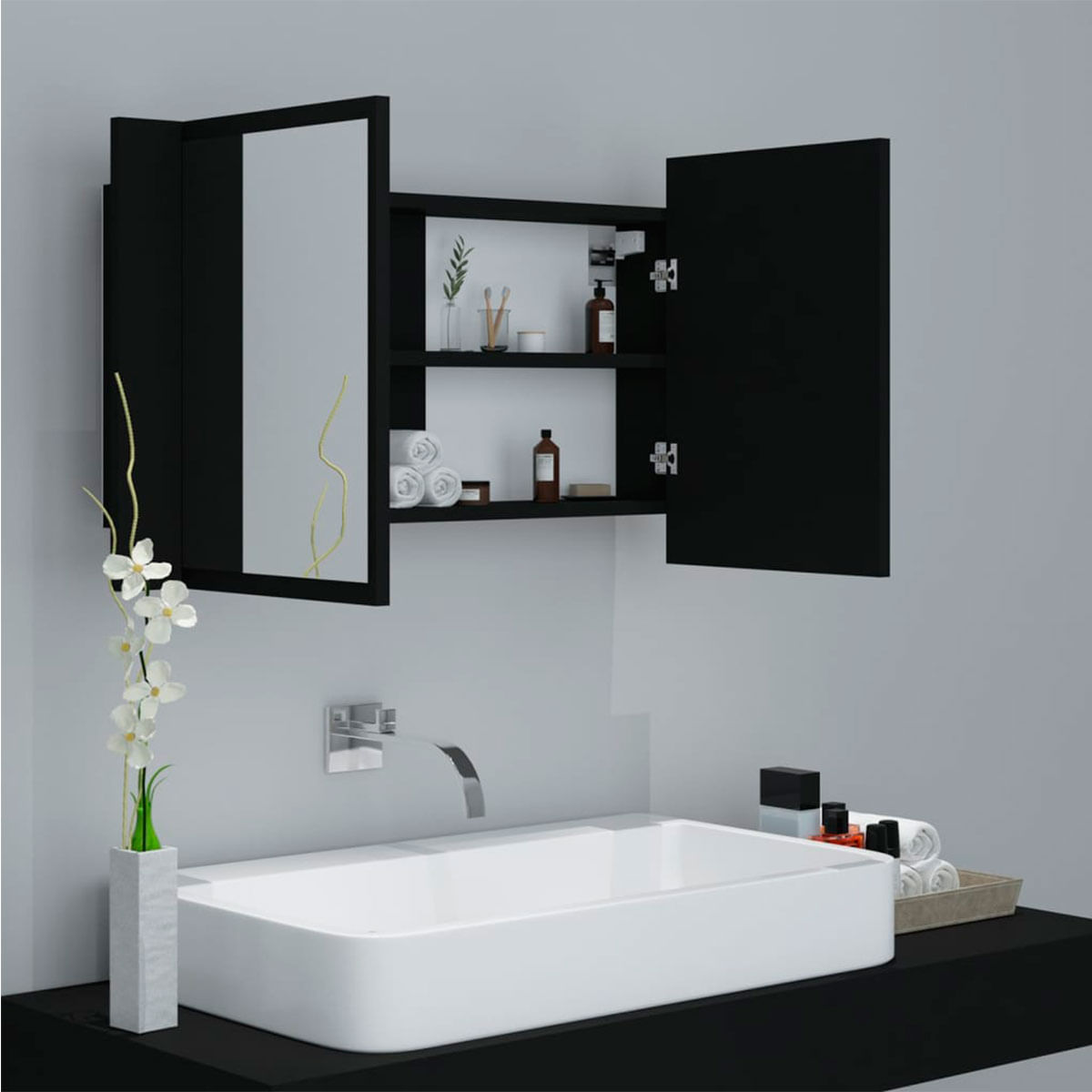 armario-espejo-baño-luz-led-puertas-abiertas