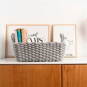 Cesta multiusos MOA Vinthera diseño trenzado gris 13x35x25 cm