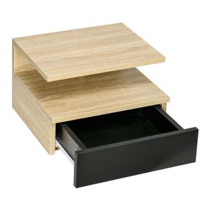 Pack de 2 mesitas de noche Homcom flotantes 1 cajón + 1 estante abierto 22,5x35x32 cm