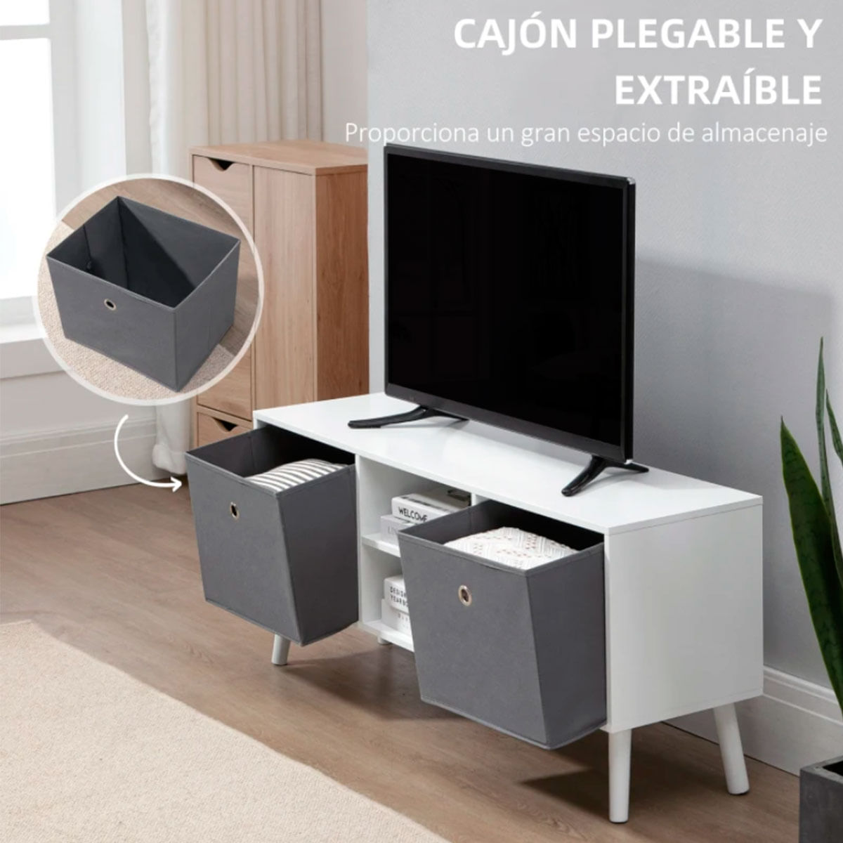 mueble-bajo-tv-homcom-cajones-de-tela-plegables