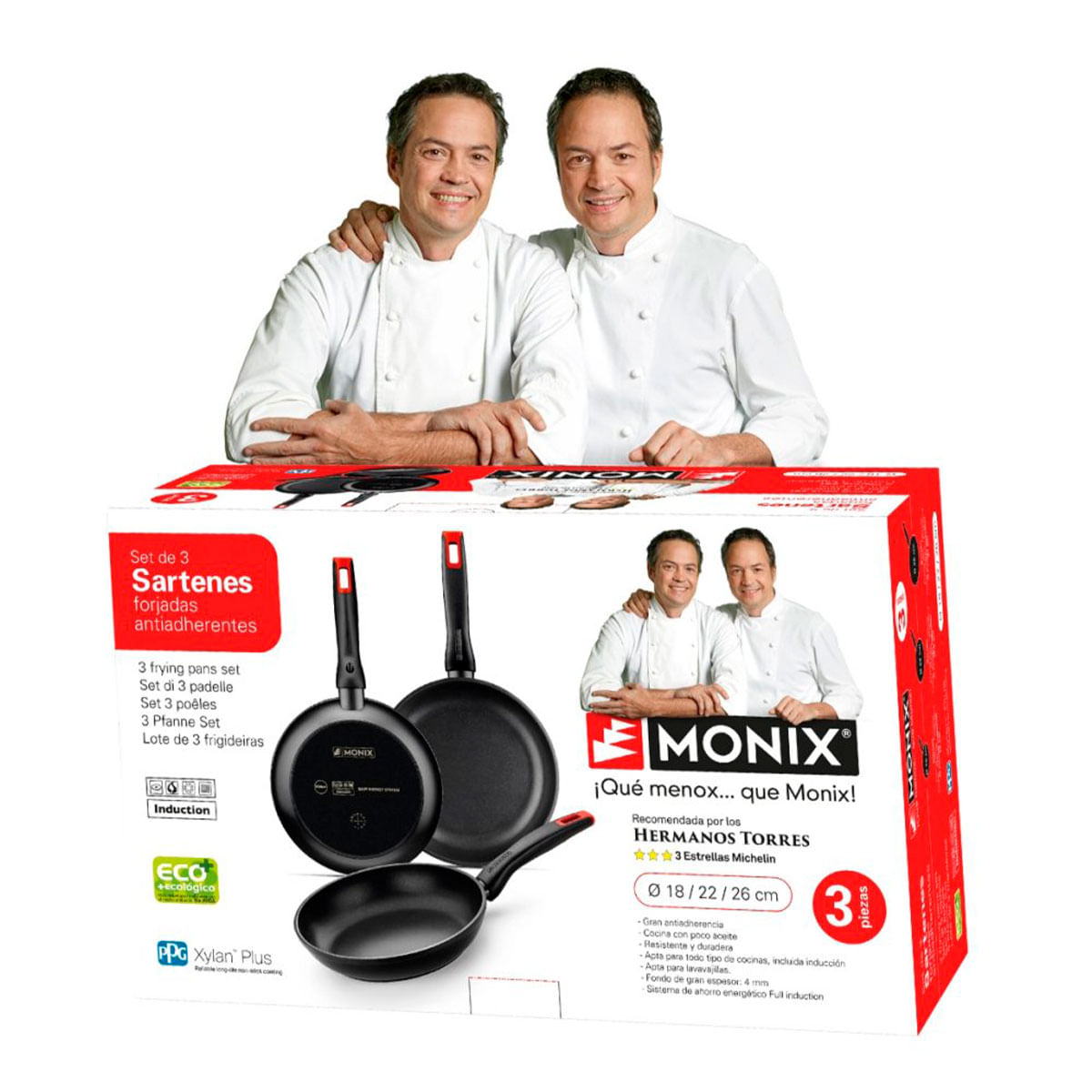 Set de 3 sartenes Monix M240000 Hermanos Torres negro Ø18/Ø22/Ø26 cm 2