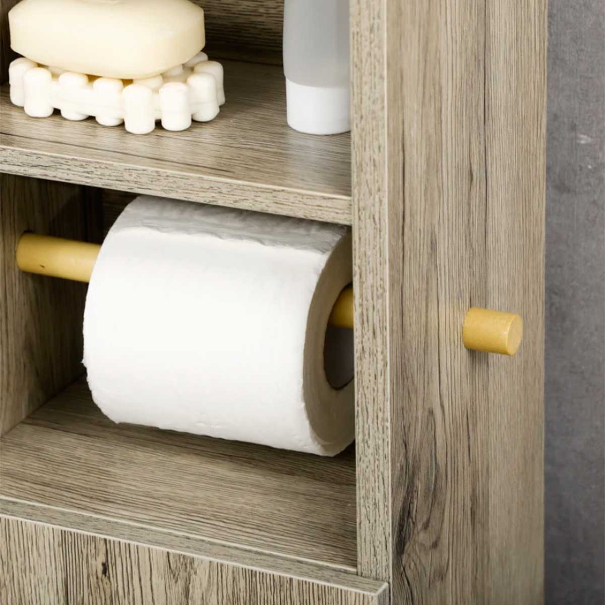 armario-alto-kleankin-con-estanteria-ajustable-portarrollos