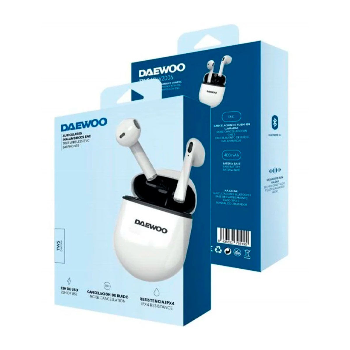 Auriculares inalámbricos Daewoo DW2006 Bluetooth 5.3 con estuche de carga blanco 4