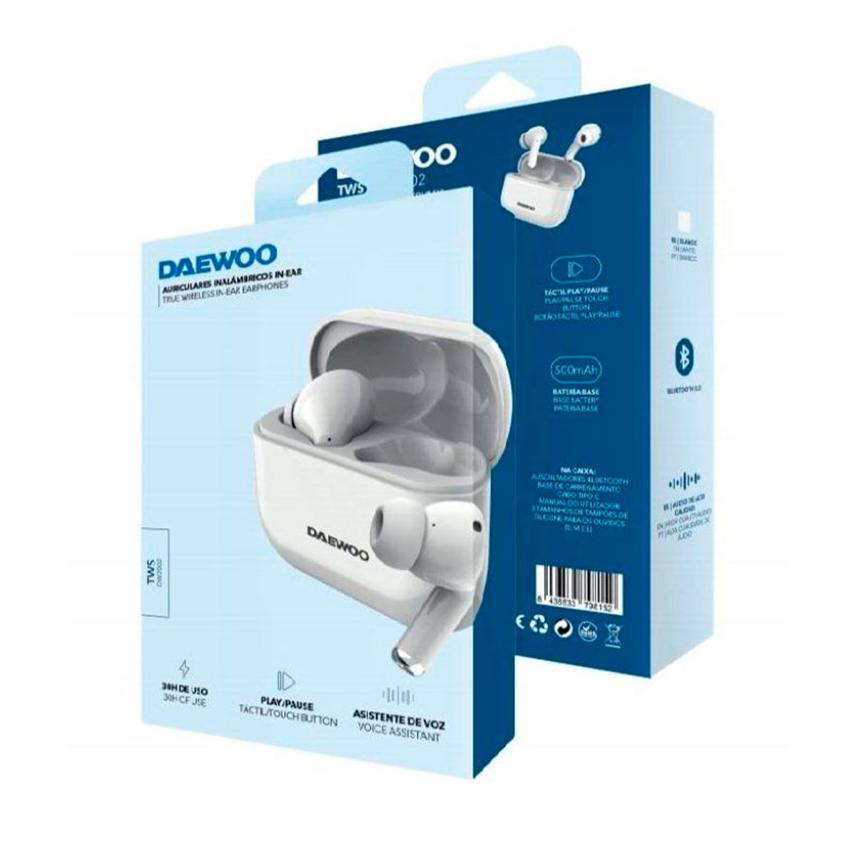 Auriculares inalámbricos Daewoo DW2002 Bluetooth 5.3 con estuche de carga blanco 4