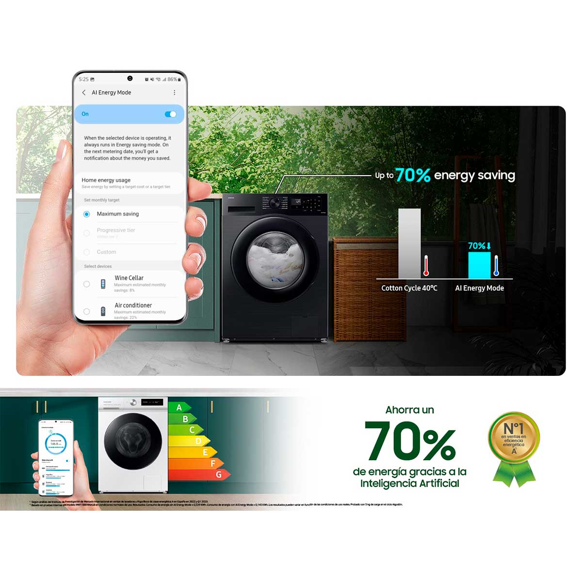 Lavadora de carga frontal Samsung Ecobubble WW80CGC04DTHEC 8kg 1400 rpm A blanco 85 cm 3