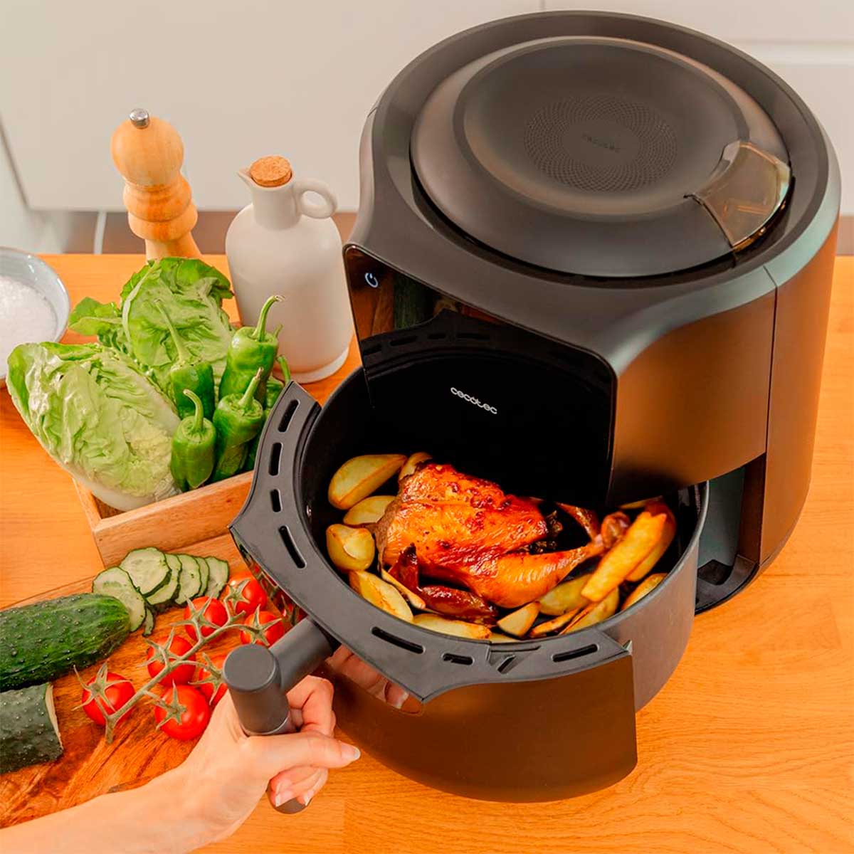 Freidora de aire Cecotec Cecofry Rain Pack 1550W 5,5L dispensador de aceite negro 5