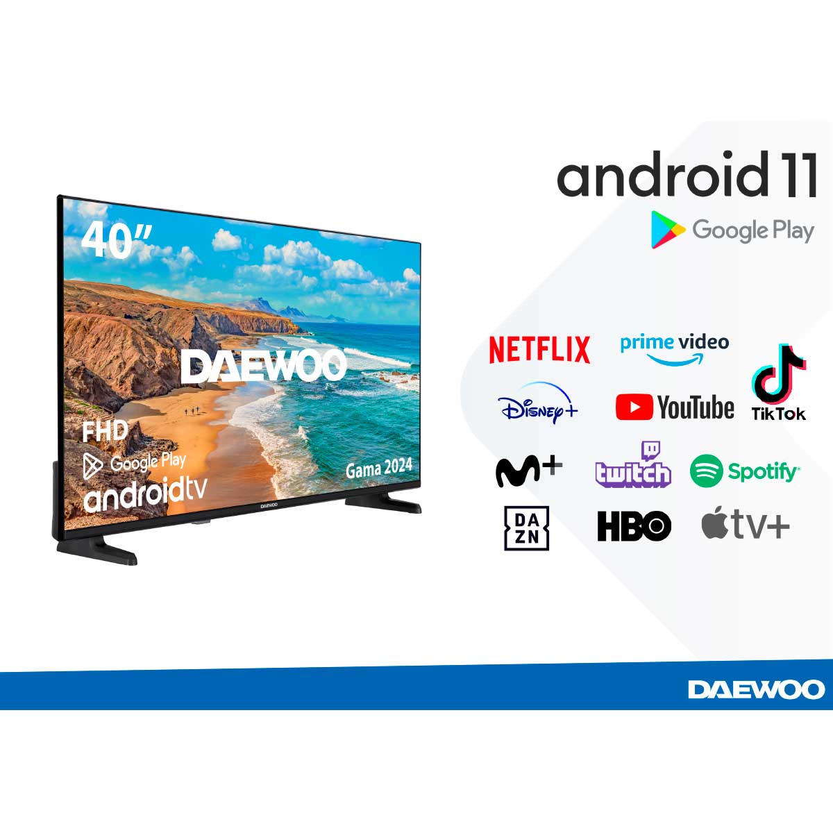Televisor Smart TV Daewoo 40DM62FA 40’’ Full HD DLED Android 11 E negro 3