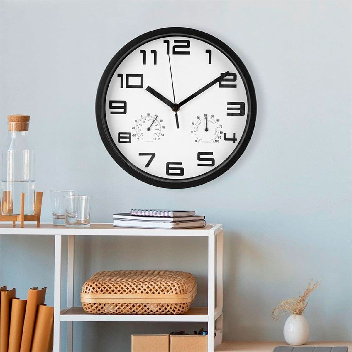 Reloj de pared TeaTime con termómetro e higrómetro blanco Ø25 cm 2
