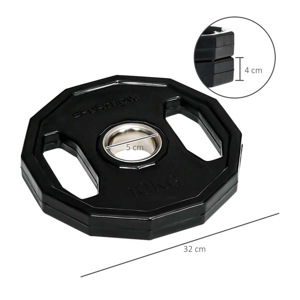 Pack de 2 discos de pesas SportNow 2 x 10kg negro medidas