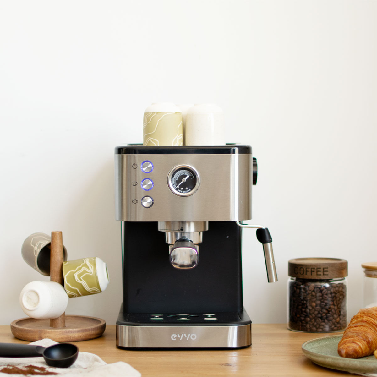 Cafetera espresso Intensa 10S Evvo 1350W 20 bares con manómetro inox 4