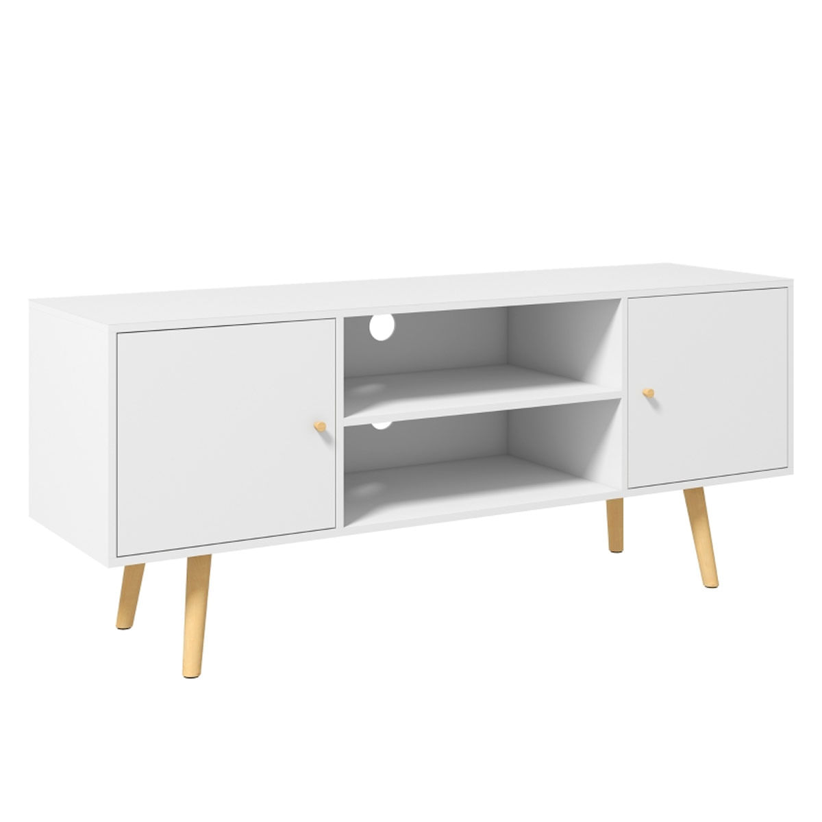 Mueble bajo de TV Soria Homcom diseño minimalista blanco 50x120x34 cm