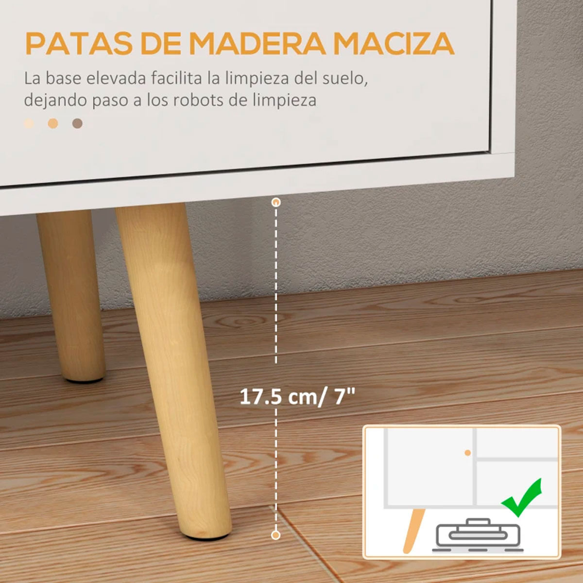 Mueble bajo de TV Soria Homcom diseño minimalista blanco 50x120x34 cm 5