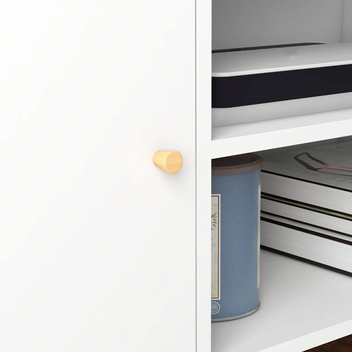 Mueble bajo de TV Soria Homcom diseño minimalista blanco 50x120x34 cm 6