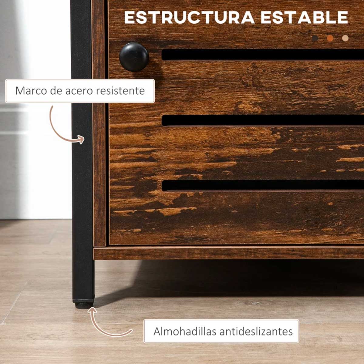 Mesita de noche Amira Homcom 1 cajón + 1 puerta marrón 60x40x40 cm 4