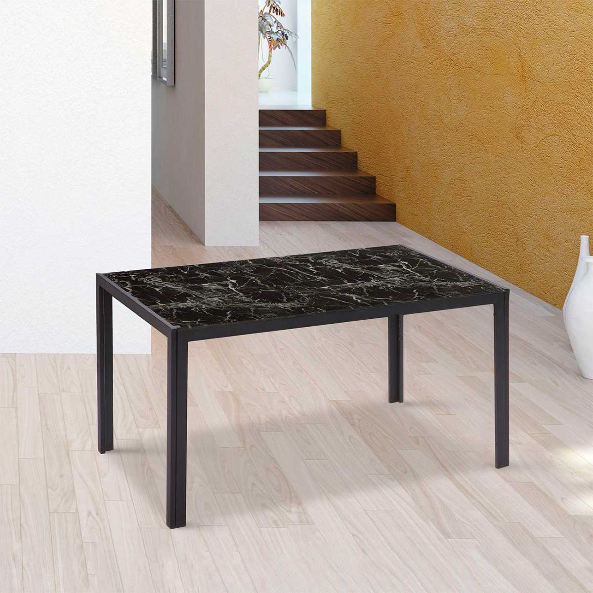 Conjunto de comedor Mármol 1 mesa + 6 sillas de comedor negro/gris 3
