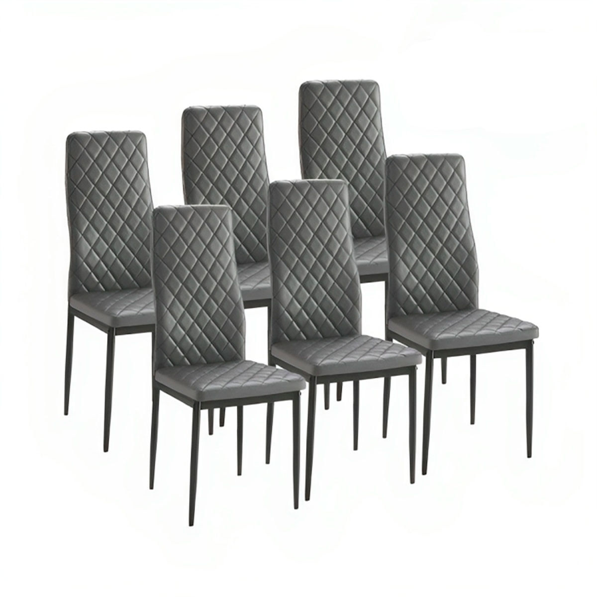 Conjunto de comedor Mármol 1 mesa + 6 sillas de comedor negro/gris 5
