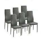 Conjunto de comedor Mármol 1 mesa + 6 sillas de comedor negro/gris 5