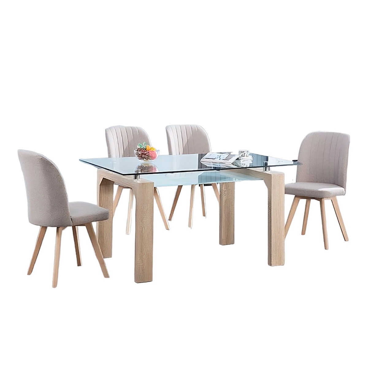 Conjunto de comedor 1 mesa Sensei + 4 sillas Lane natural/beige 2