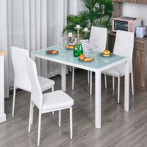 Conjunto de comedor Asia Homcom 1 mesa + 4 sillas blanco