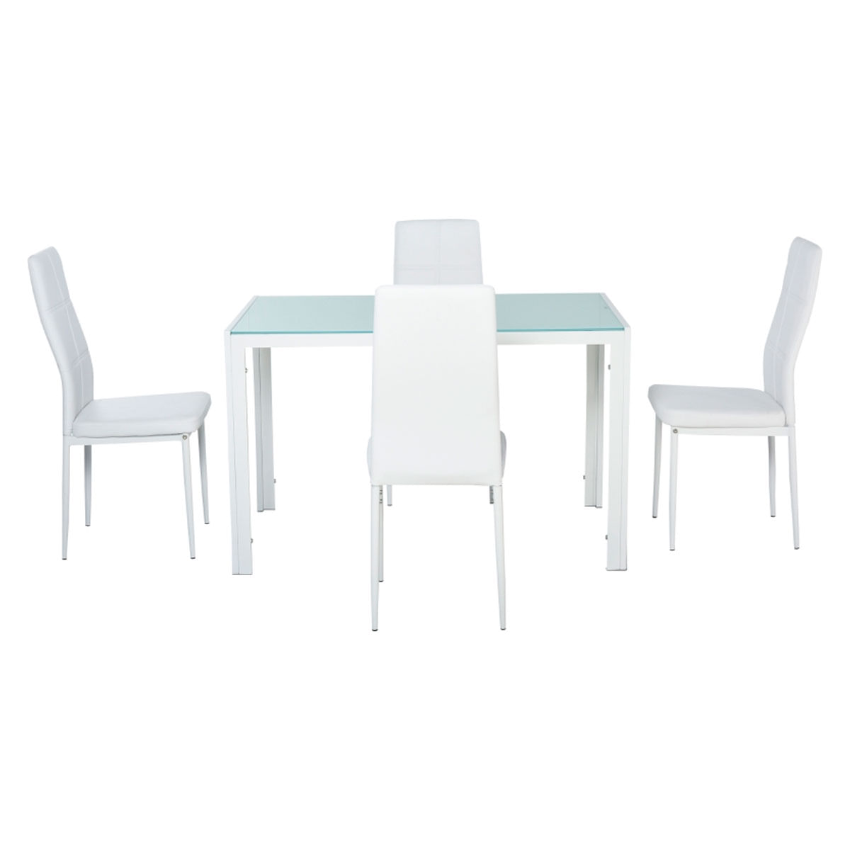 Conjunto de comedor Asia Homcom 1 mesa + 4 sillas blanco 2