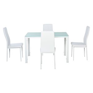 Conjunto de comedor Asia Homcom 1 mesa + 4 sillas blanco