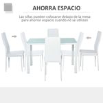 Conjunto de comedor Asia Homcom 1 mesa + 4 sillas blanco 3