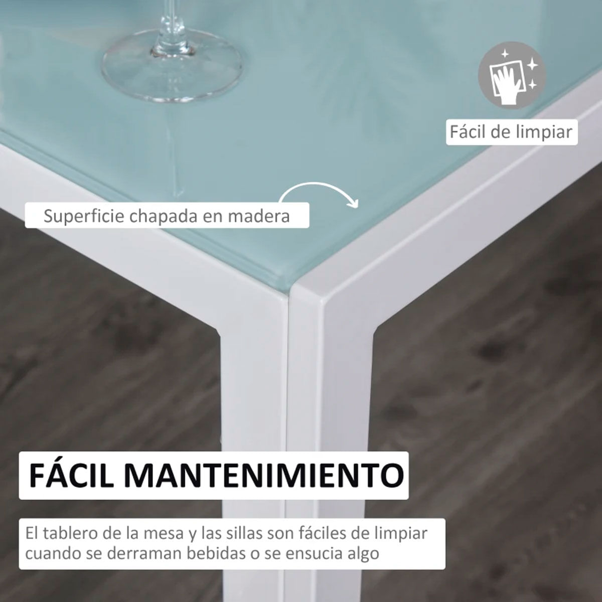Conjunto de comedor Asia Homcom 1 mesa + 4 sillas blanco 4