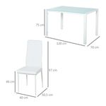 Conjunto de comedor Asia Homcom 1 mesa + 4 sillas blanco medidas