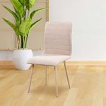 Silla de comedor Milos tapizado tela beige 87x45x53 cm