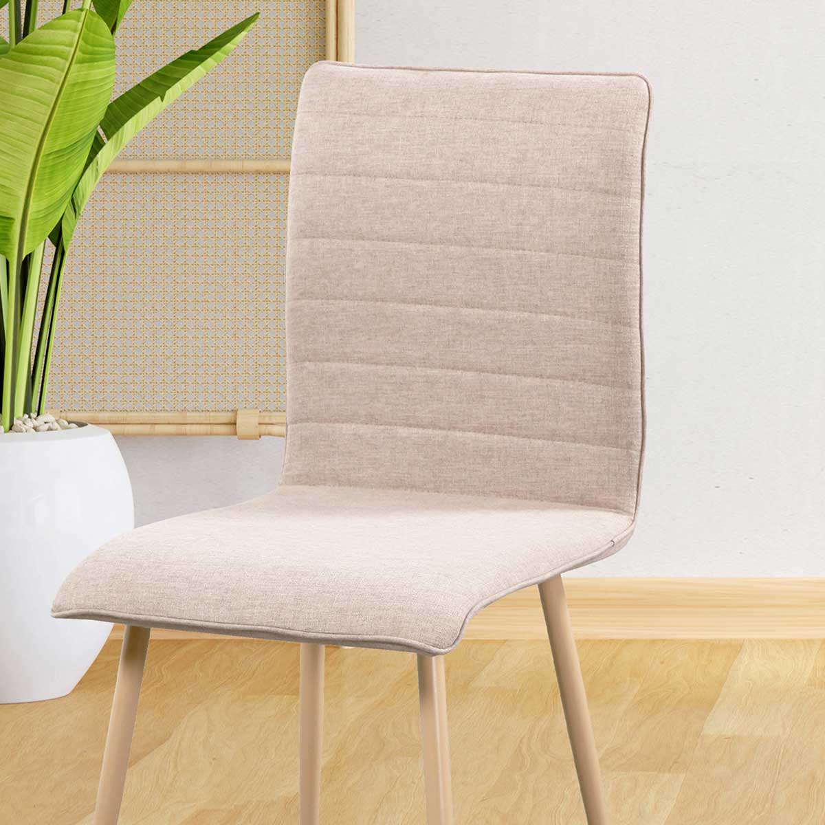 Silla de comedor Milos tapizado tela beige 87x45x53 cm 3