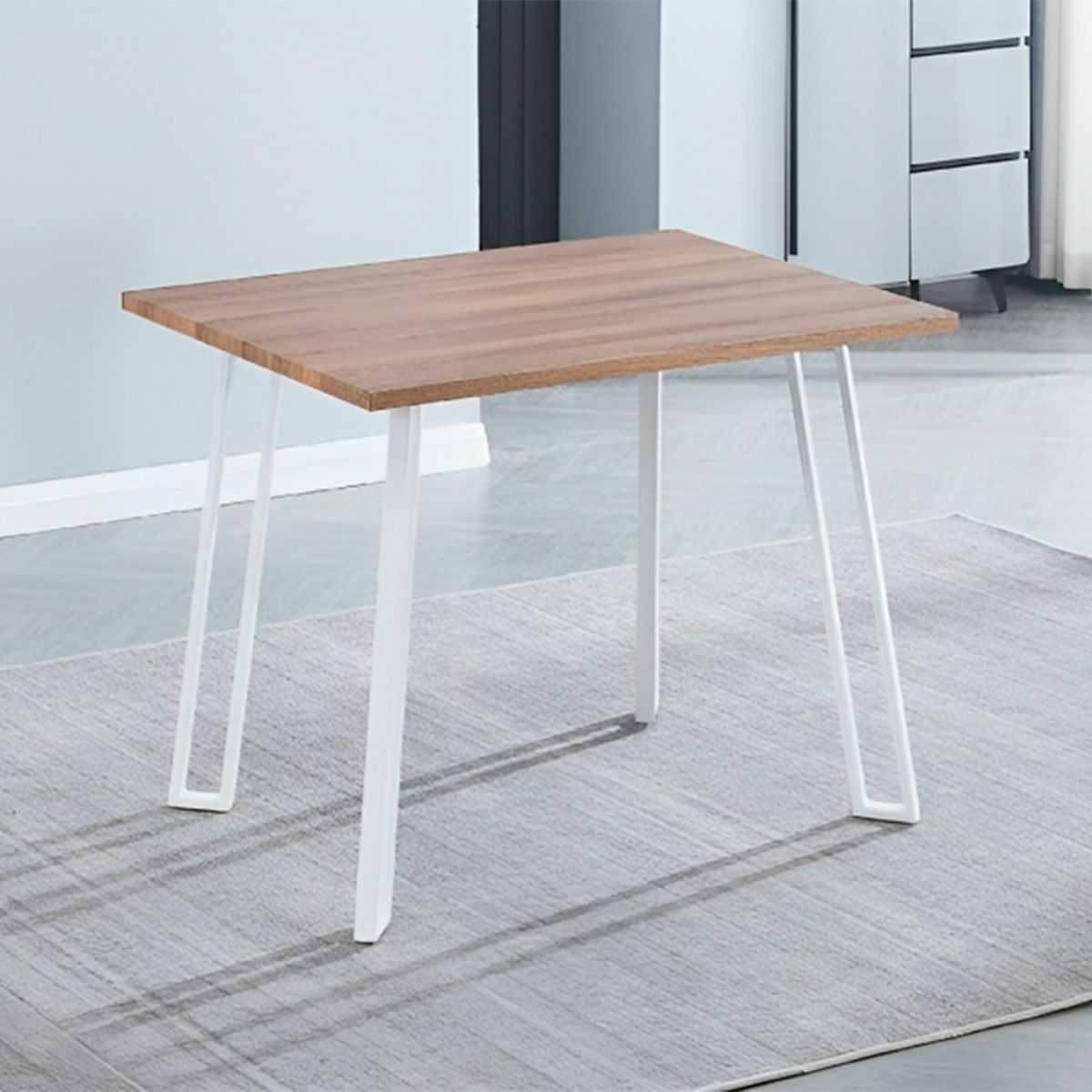 Conjunto de comedor Jansen 1 mesa + 5 sillas madera/blanco 3