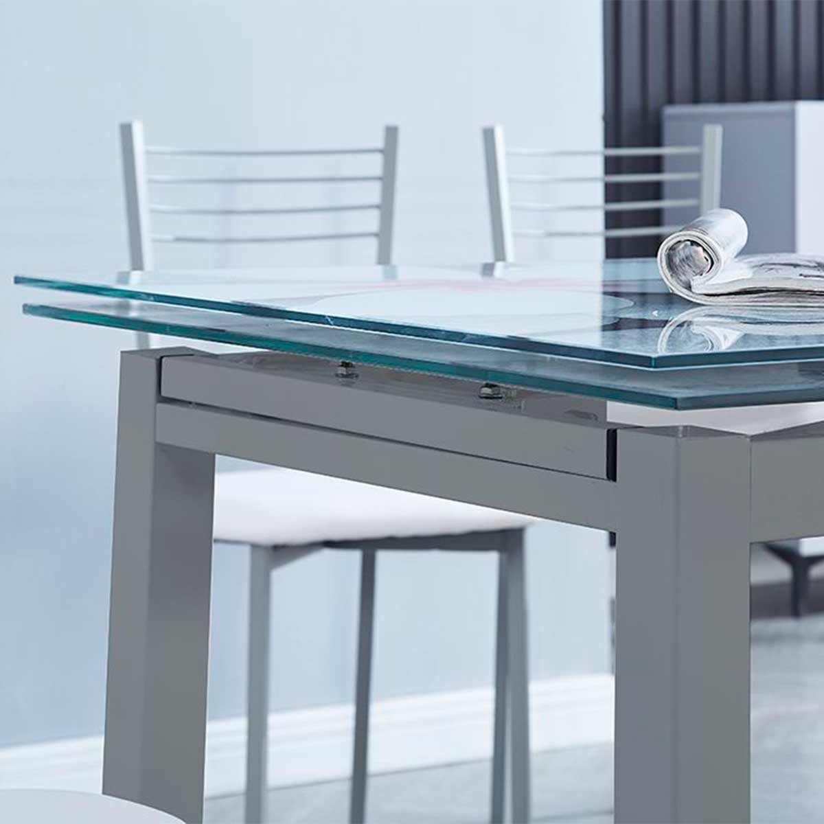 Conjunto de comedor 1 mesa Flores + 4 sillas blanco/inox 5