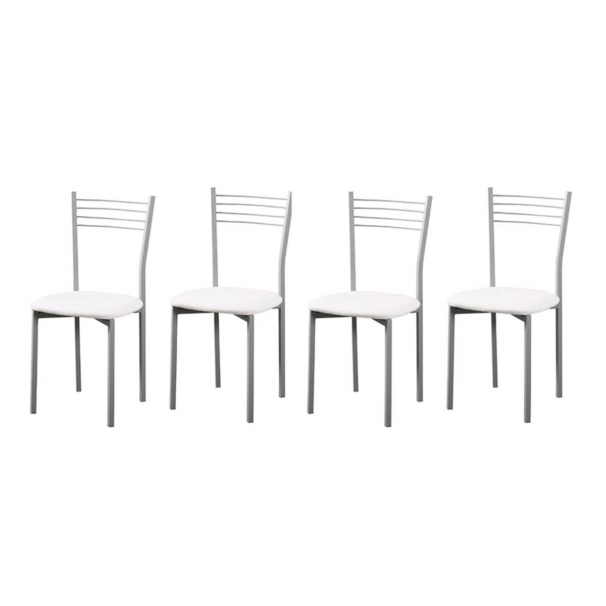 Conjunto de comedor 1 mesa Flores + 4 sillas blanco/inox 8