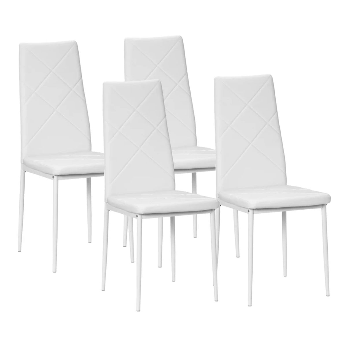 Pack de 4 sillas de cocina Alabama cuero PU blanco 2
