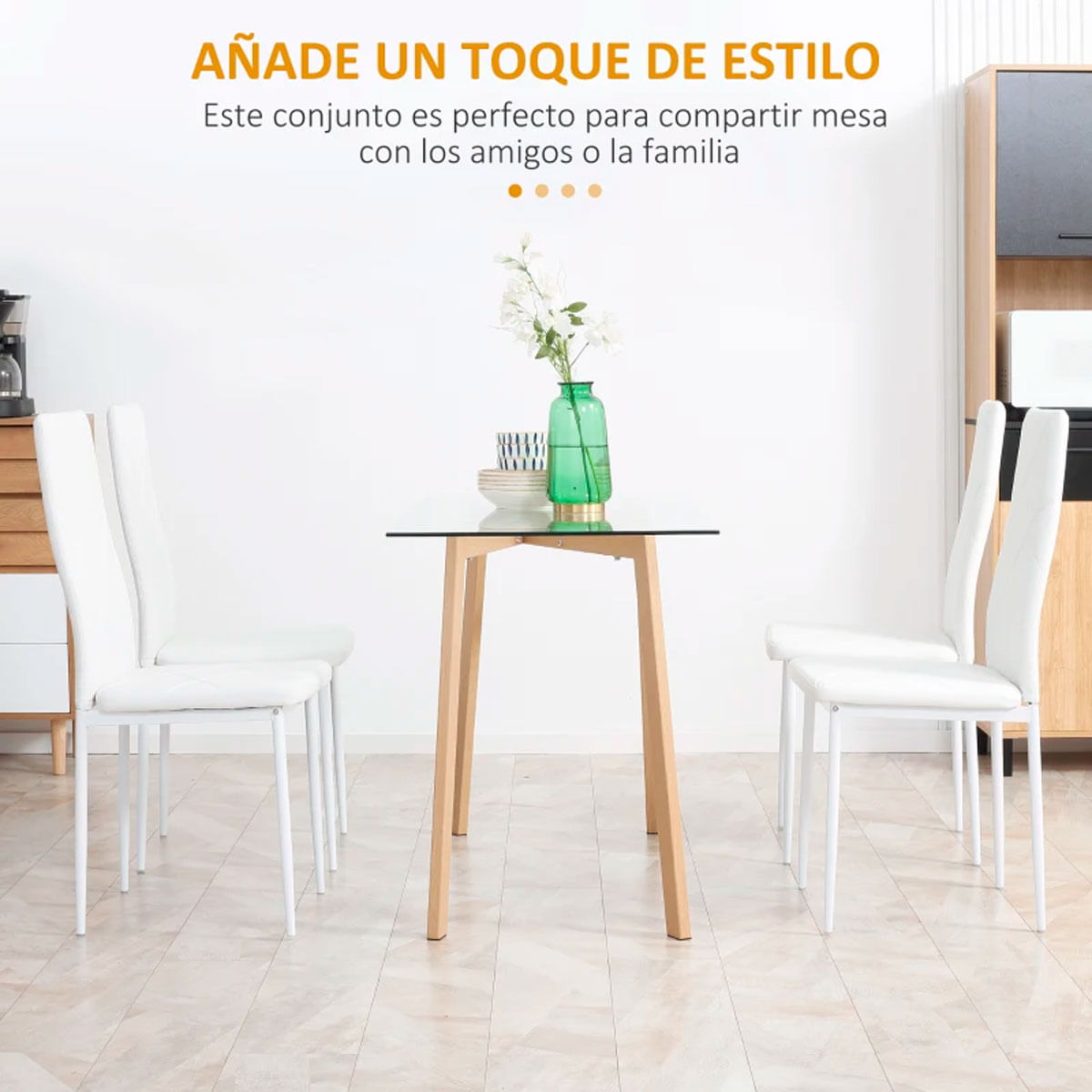 Pack de 4 sillas de cocina Alabama cuero PU blanco 3