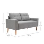 Sofá Neptuno Homcom 2 plazas con reposabrazos gris 88x145x76 cm medidas