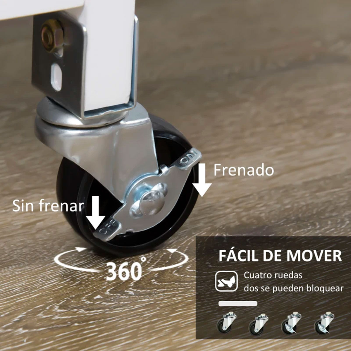 Carro de cocina Sabana Homcom 3 estante + 3 cajones blanco 87x67x37 cm 4