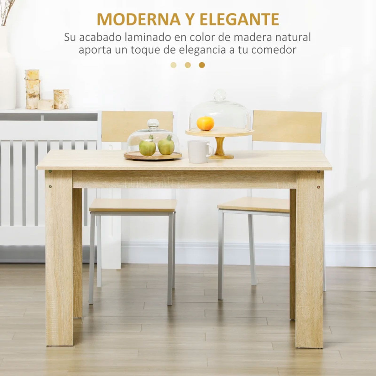 Mesa de comedor Gianluca Homcom rectangular natural 75x120x69 cm 3