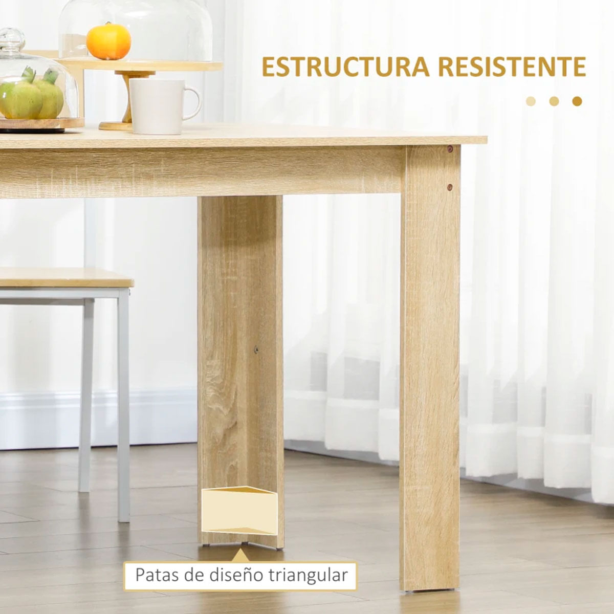 Mesa de comedor Gianluca Homcom rectangular natural 75x120x69 cm 5