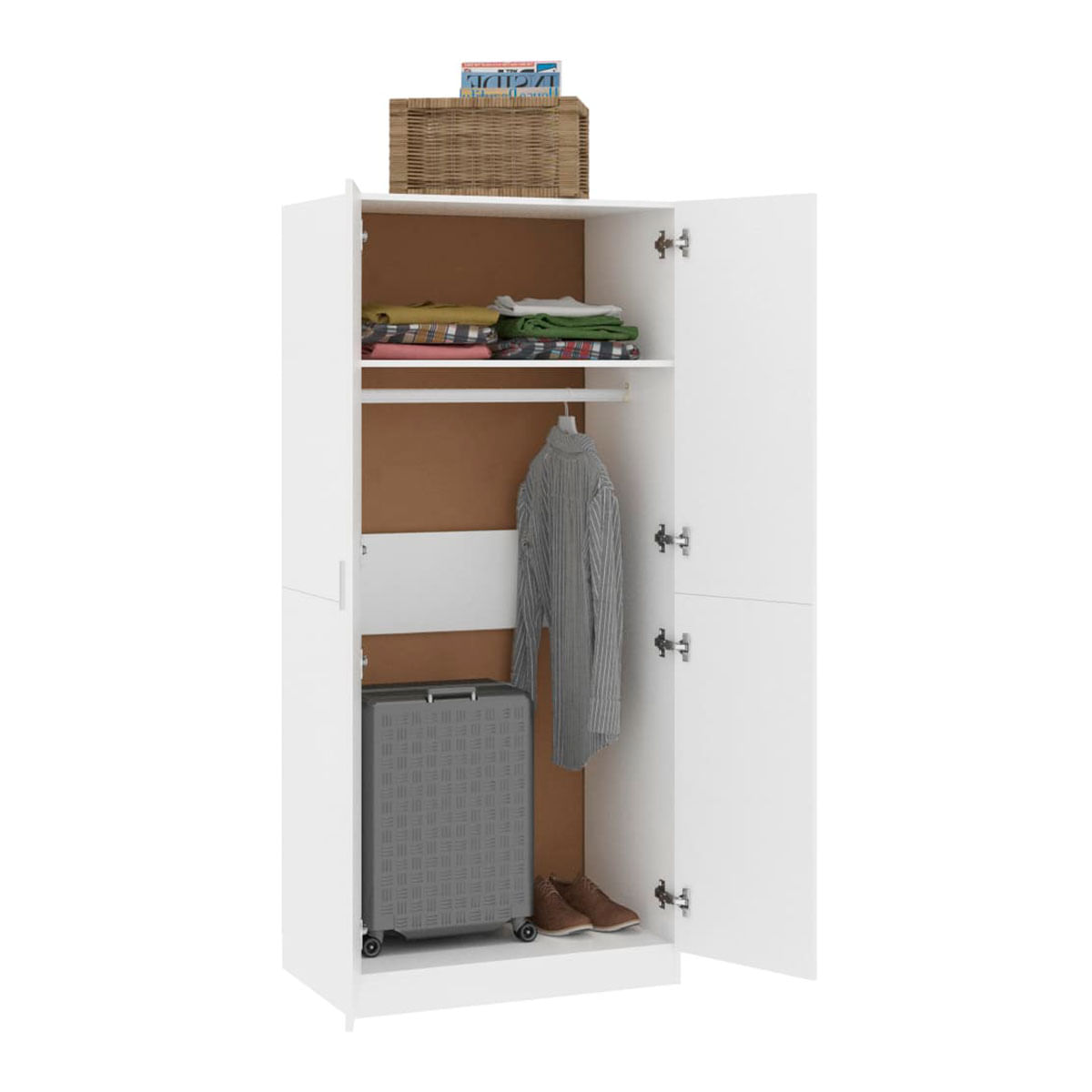 Armario Enara 2 puertas diseño minimalista blanco 180x80x52 cm 4