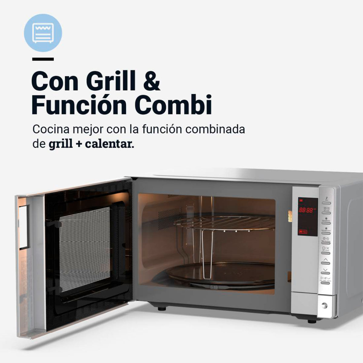 Microondas con grill SpeedyBake 6025DX Universal Blue 900W 25L inox 2