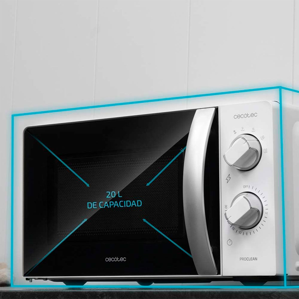 Microondas Cecotec ProClean 2010 700W 20L 6 programas blanco 3
