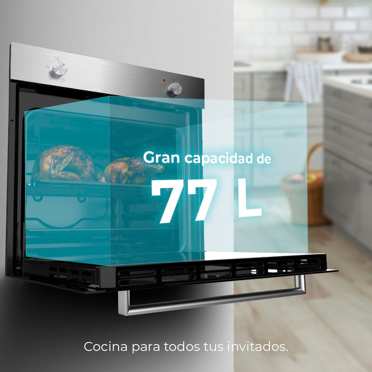 Horno Cecotec Bolero Hexa C126000 Inox A 2800W 77L Steam EasyClean A inox 59,2 cm 2