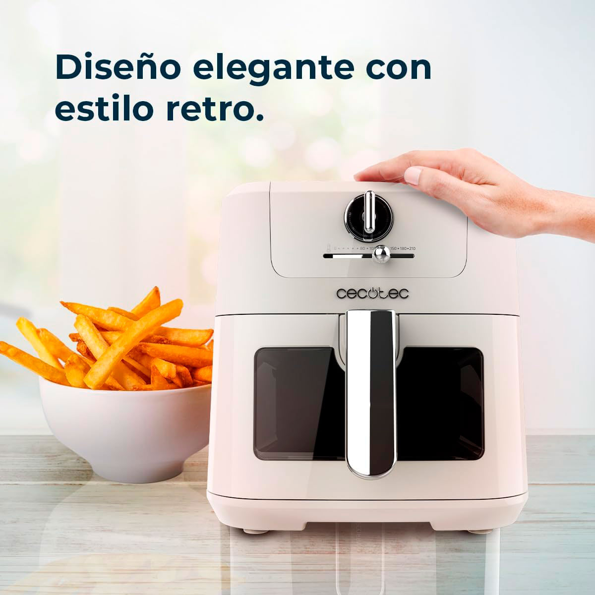 Freidora de aire Cecotec Cecofry Antique 5000 Window 1500W 5L diseño retro con ventana blanco 9