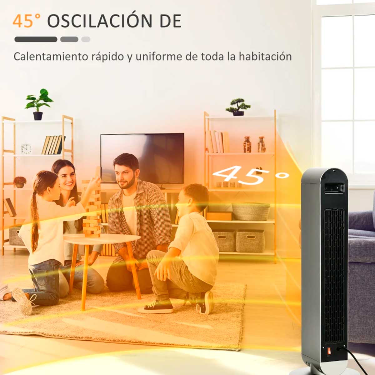 Calefactor cerámico de torre Caribe Homcom 2200W mando a distancia plata 6