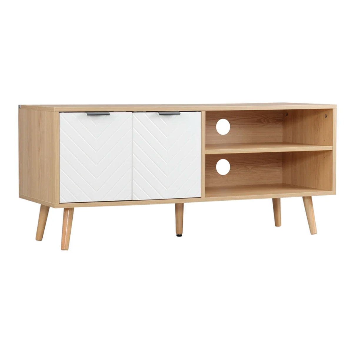 Mueble bajo de TV Venice Homcom 2 módulos + 2 puertas natural/blanco 48,8x110x39 cm 2